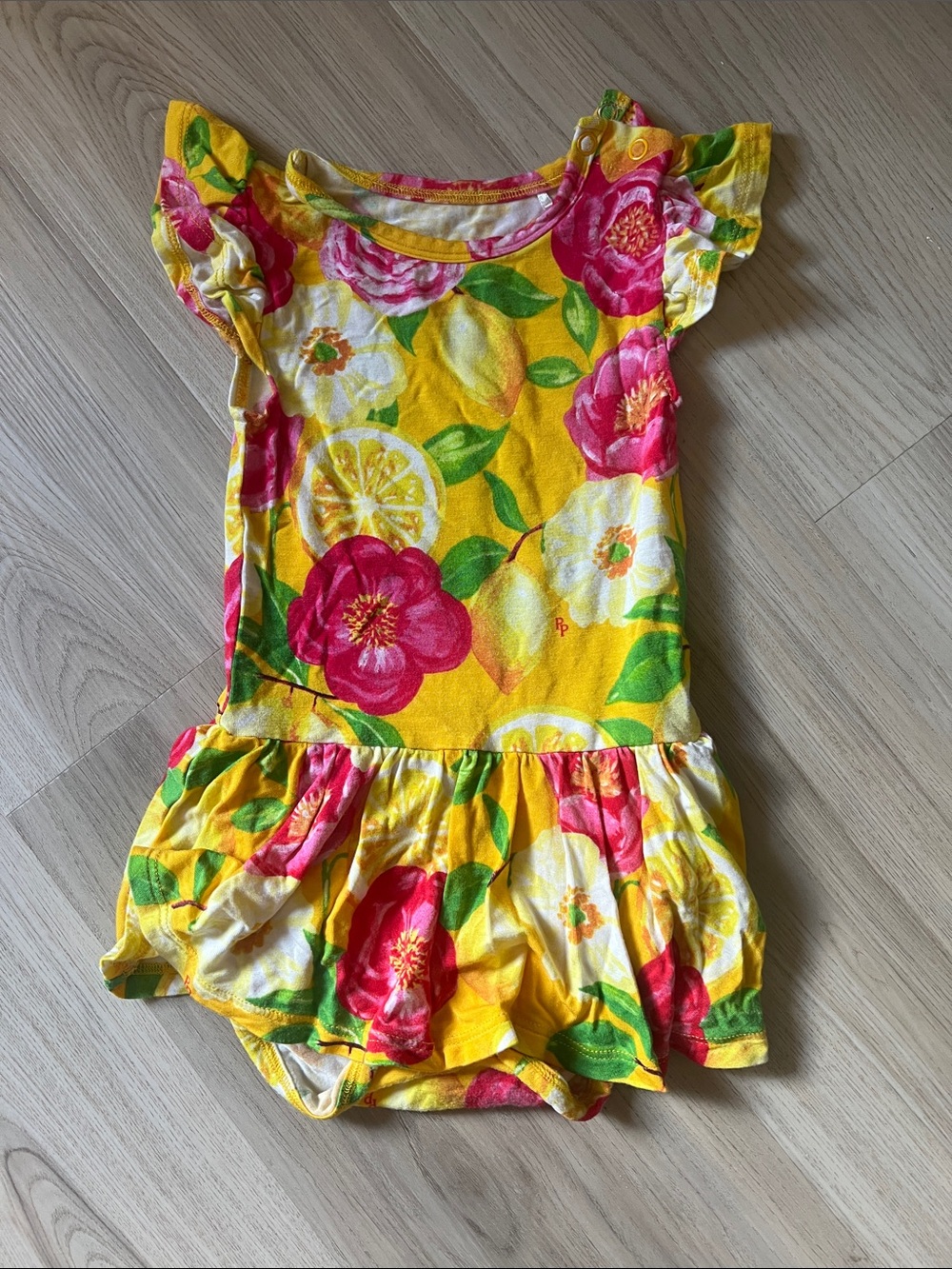 Posh Peanut Yellow & Pink Lemon Floral Dress